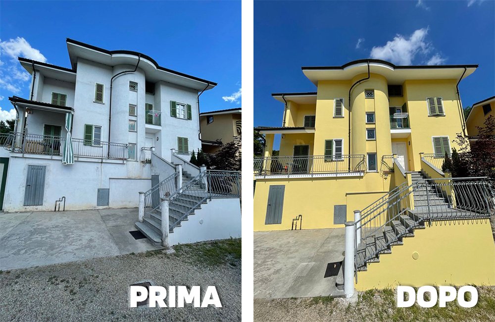 Prima e dopo tinteggiatura esterna
